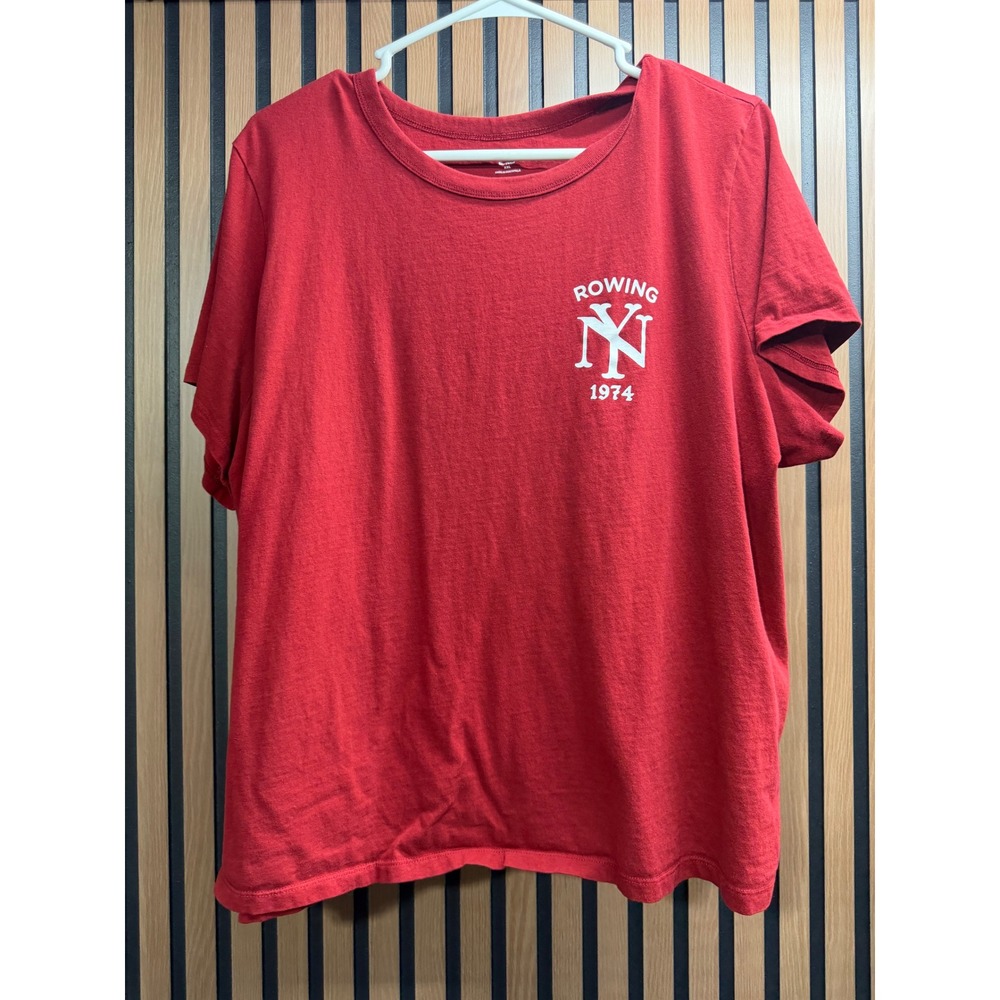 Old Navy Everywear Womens XXL Red Rowing NY 1974 Graphic Short Sleeve T-Shirt